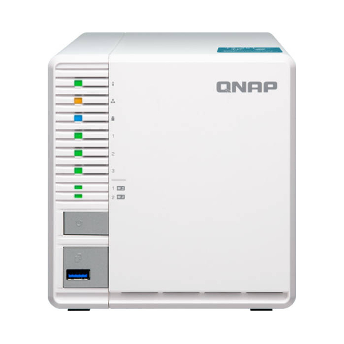 Сетевое хранилище QNAP TS-351, 3 отсека, 4 ГБ, без дисков, белый лицензия qnap lic sw qvrpro gold ei для nas на подключение 8 дополнительных ip камер для системы qvr pro функция неограниченное воспроизведение