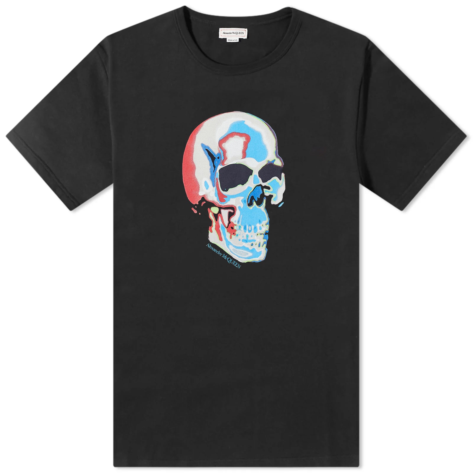 Футболка Alexander McQueen Solarized Skull Print, черный alexander mcqueen серебристые серьги pave sk stud