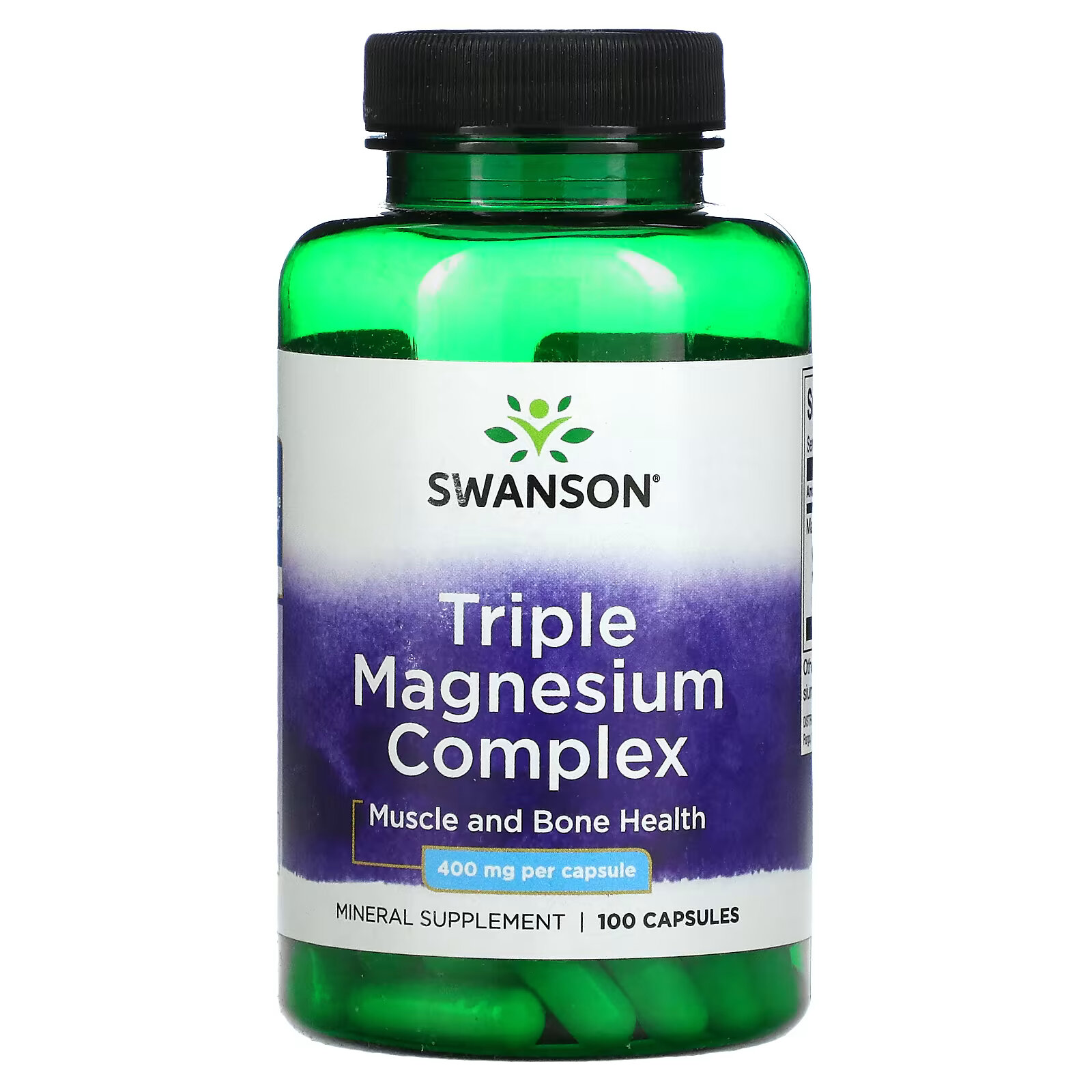 Swanson, Комплекс тройного магния, 400 мг, 100 капсул оксид магния swanson 200 мг 500 капсул