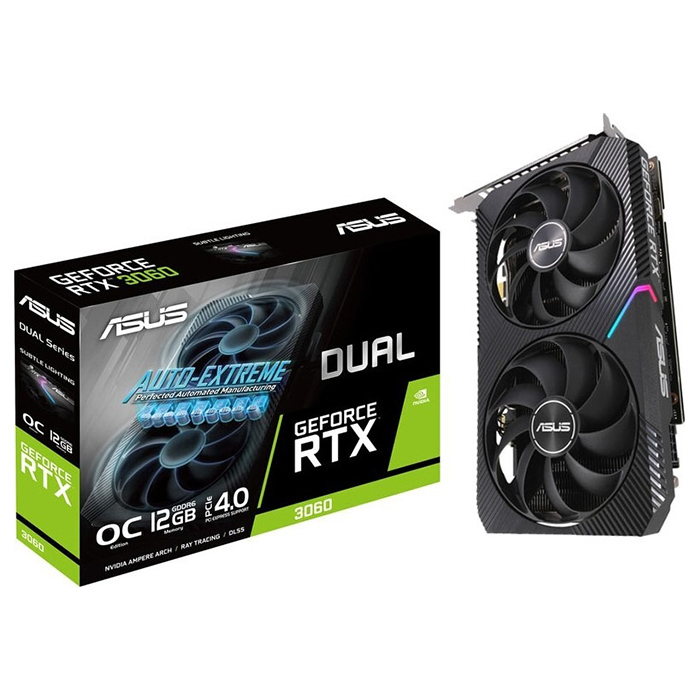 Видеокарта Asus GeForce RTX 3060 OC Dual, 12GB - фото