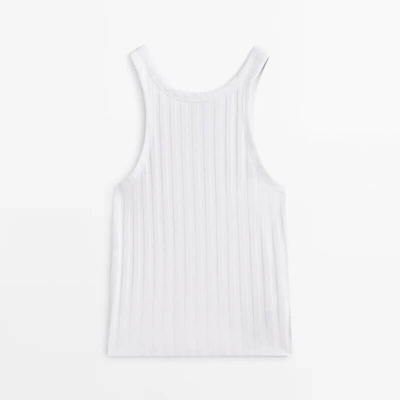 

Майка Massimo Dutti Wide Ribbed, белый