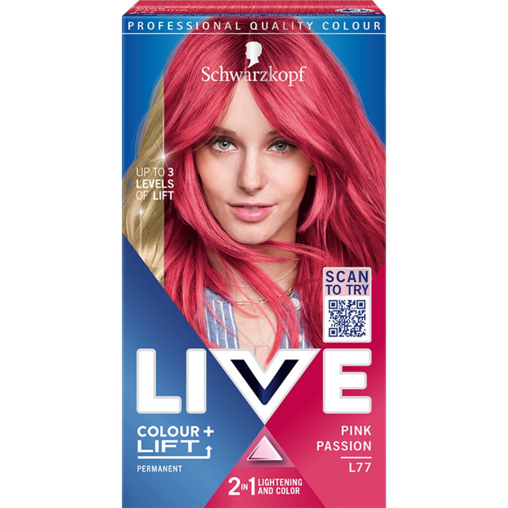 

Schwarzkopf Live Color + Lift осветляющая и окрашивающая краска для волос L77 Pink Passion