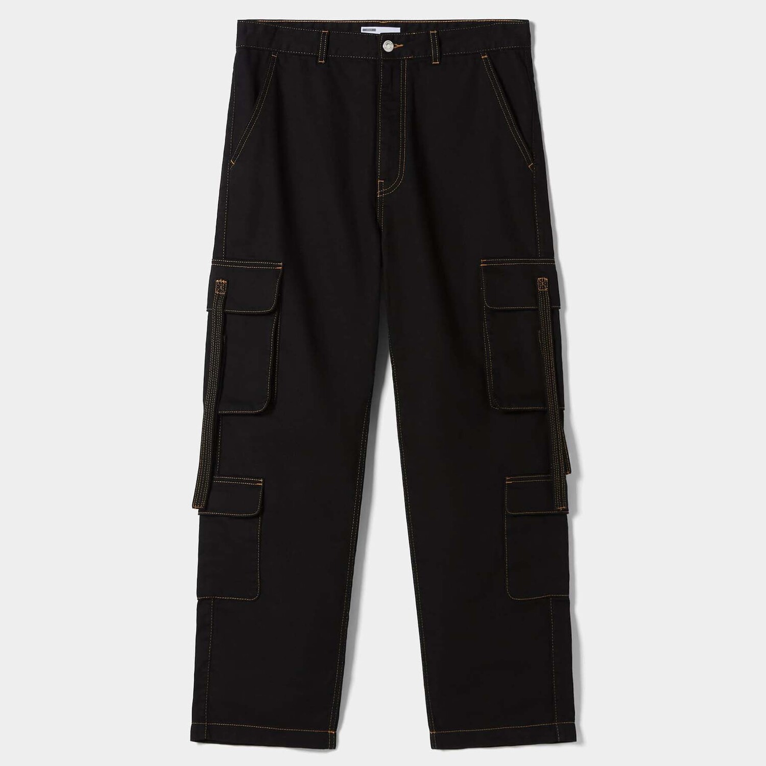 

Джинсы Bershka Cargo With Contrast Thread And Straps, черный