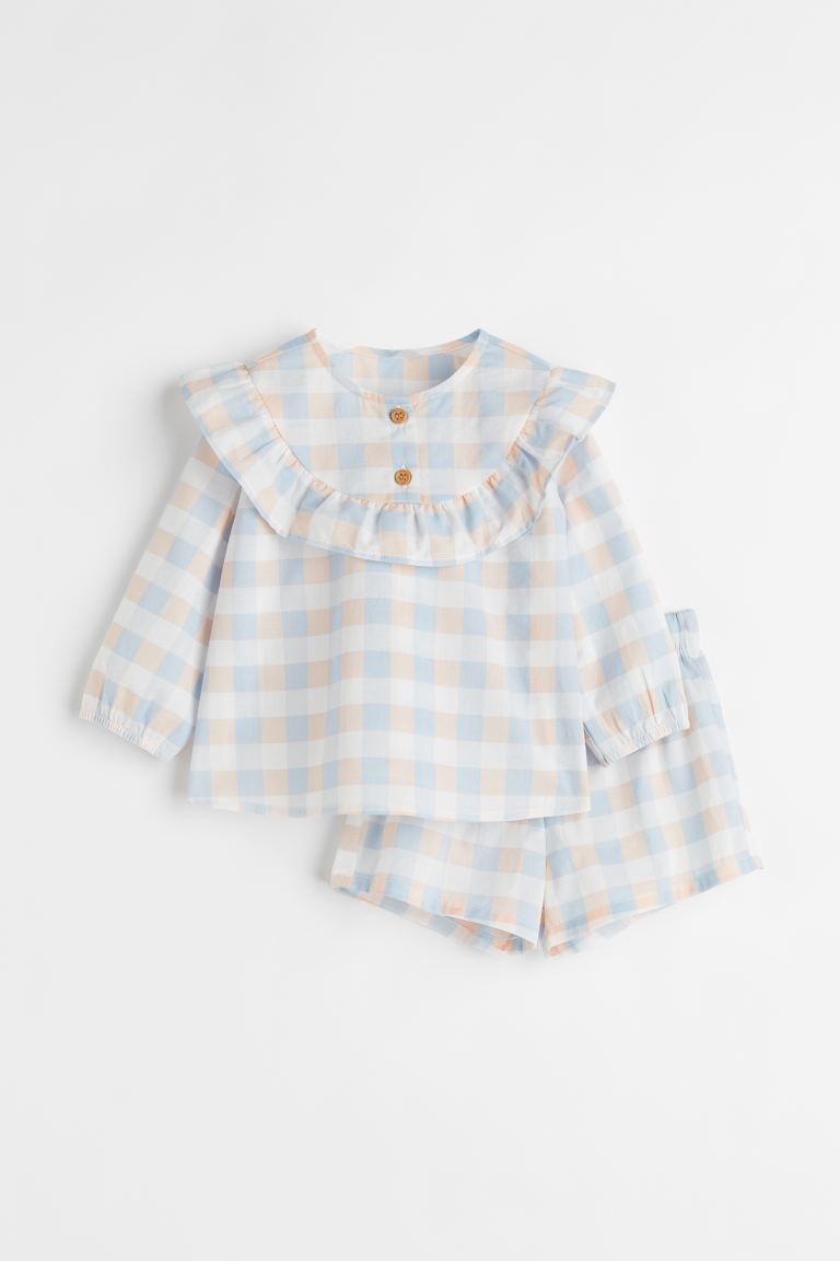 

Комплект из 2 предметов из хлопка H&M, белый/клетчатый