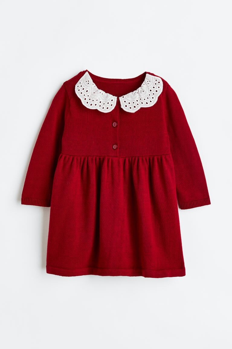 

Вязаное платье H&M, темно-красный/белый