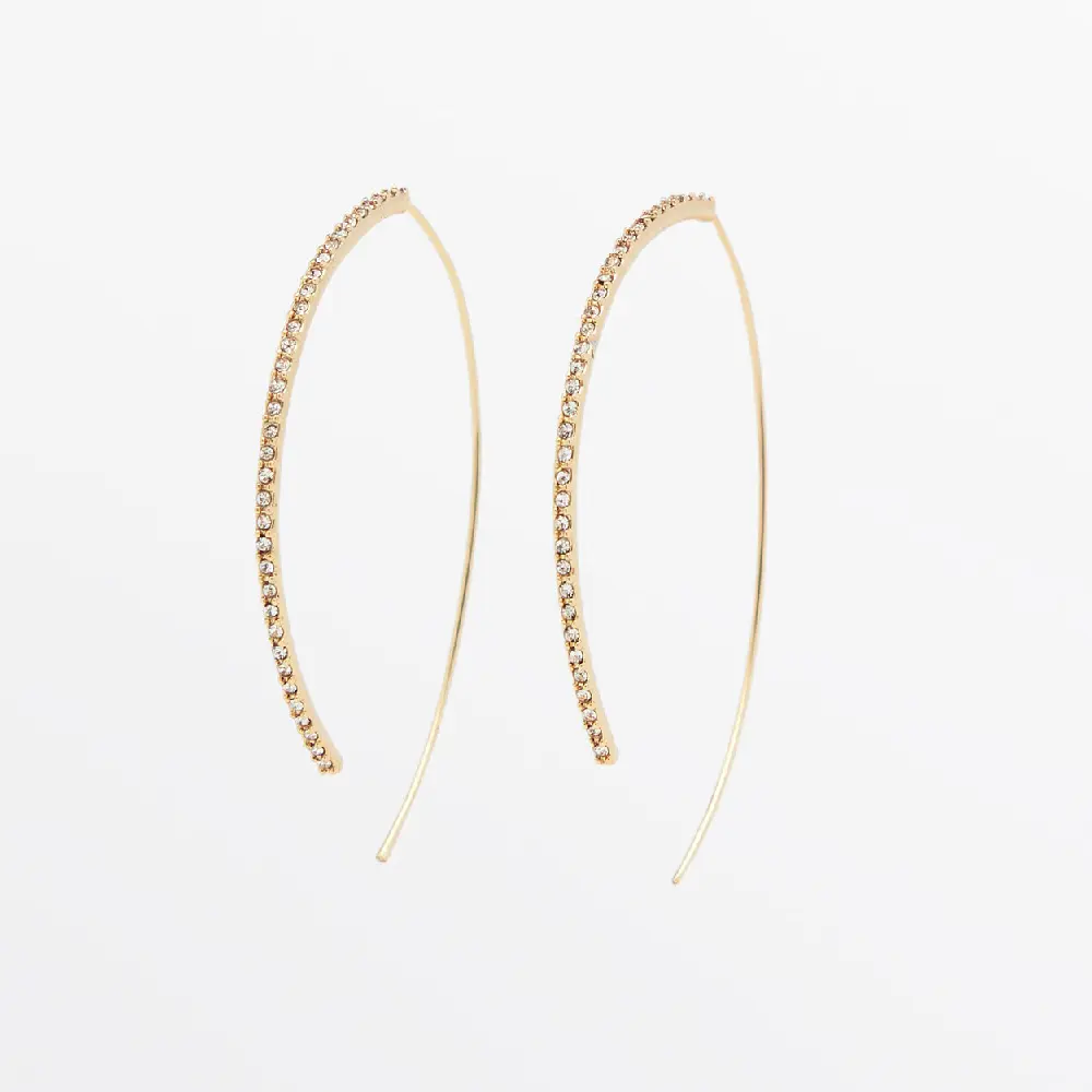 

Серьги Massimo Dutti Rhinestone-encrusted Hoop, золотистый