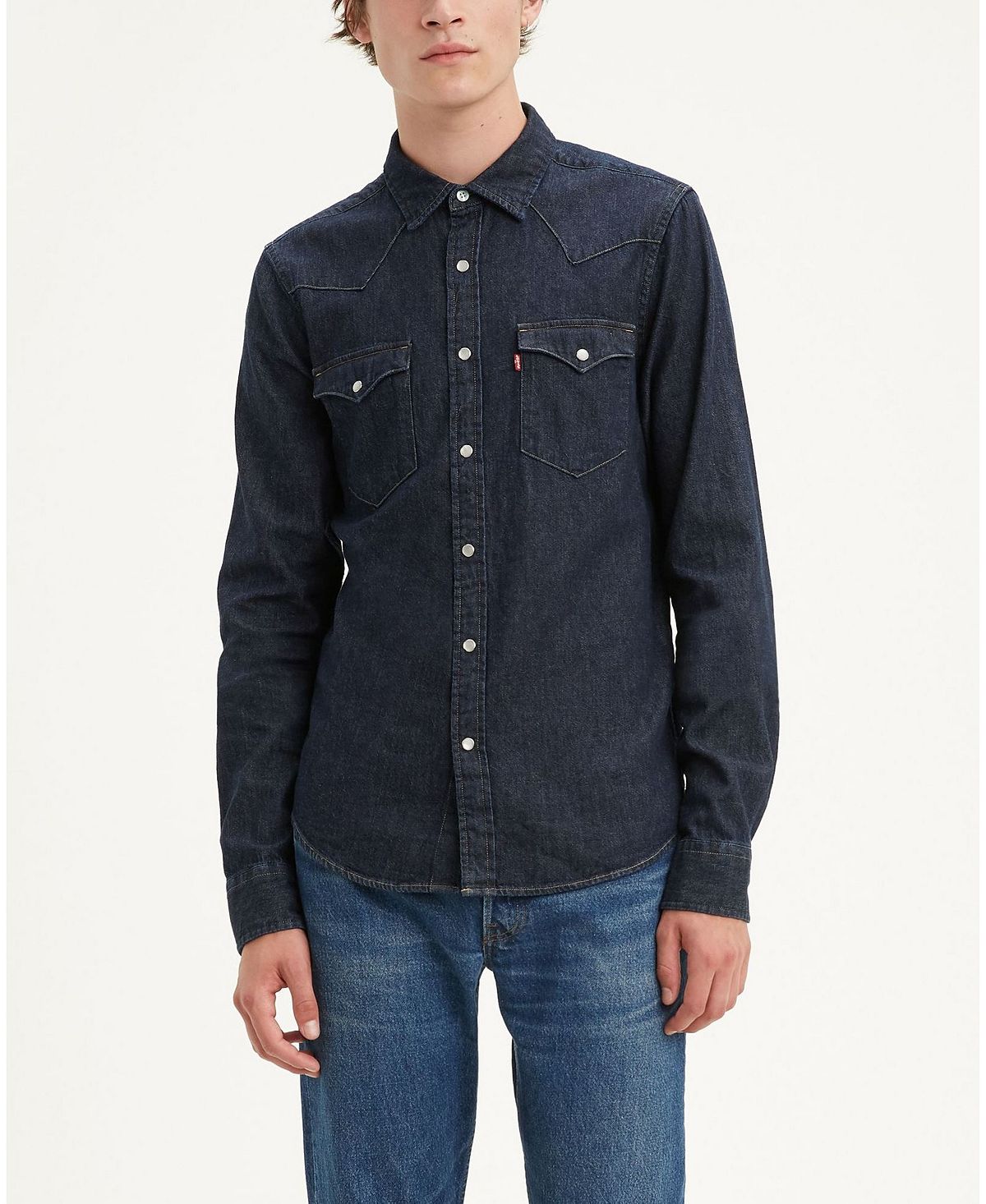 Мужская классическая чистая джинсовая рубашка стандартного кроя в стиле вестерн Levi's, мульти цена и фото