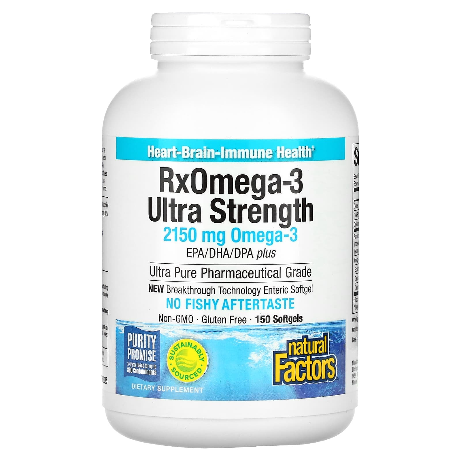 RxOmega-3 900 мг ЭПК/ДГК Natural Factors 1075 мг Ultra Strength , 150 мягких таблеток natural factors womensense rxomega 3 120 мягких таблеток enteripure