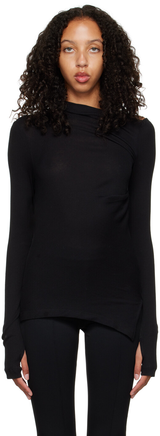 

Эксклюзивная черная футболка с длинным рукавом SSENSE Helmut Lang