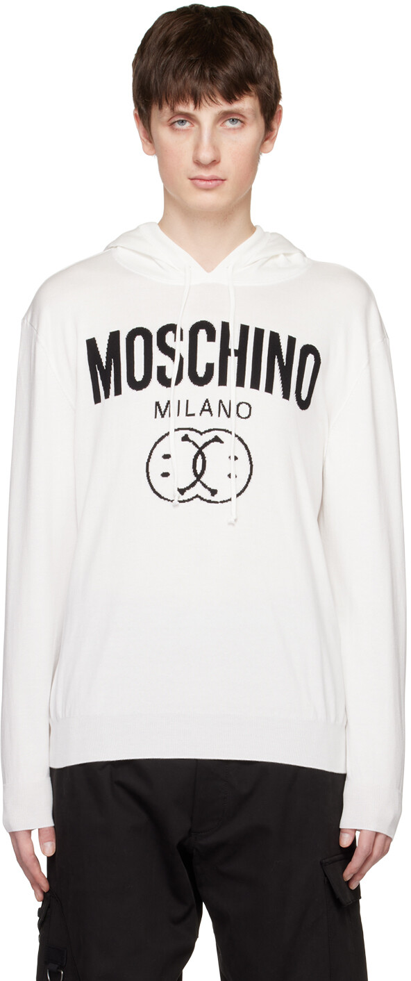 

Худи белого цвета с двумя смайликами Moschino, Белый, Худи белого цвета с двумя смайликами Moschino