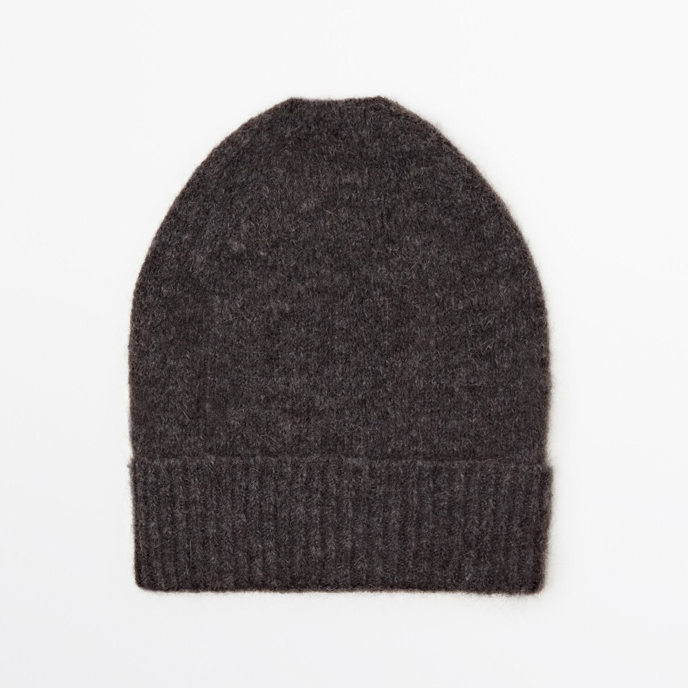 

Шапка Massimo Dutti Ribbed With Turn-up Detail, серый