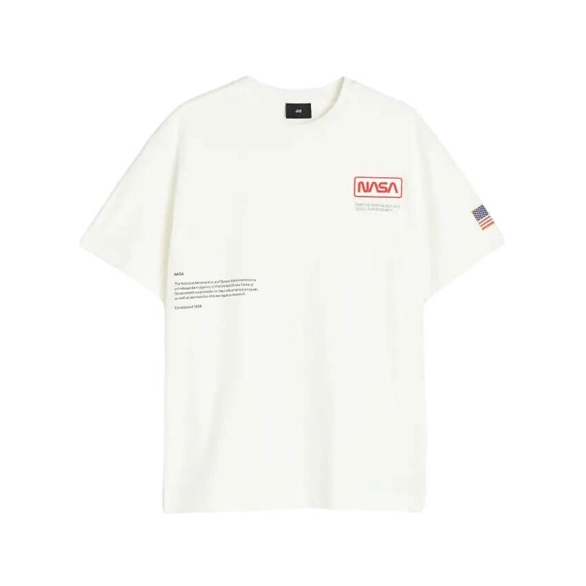 

Футболка H&M NASA Relaxed Fit, белый