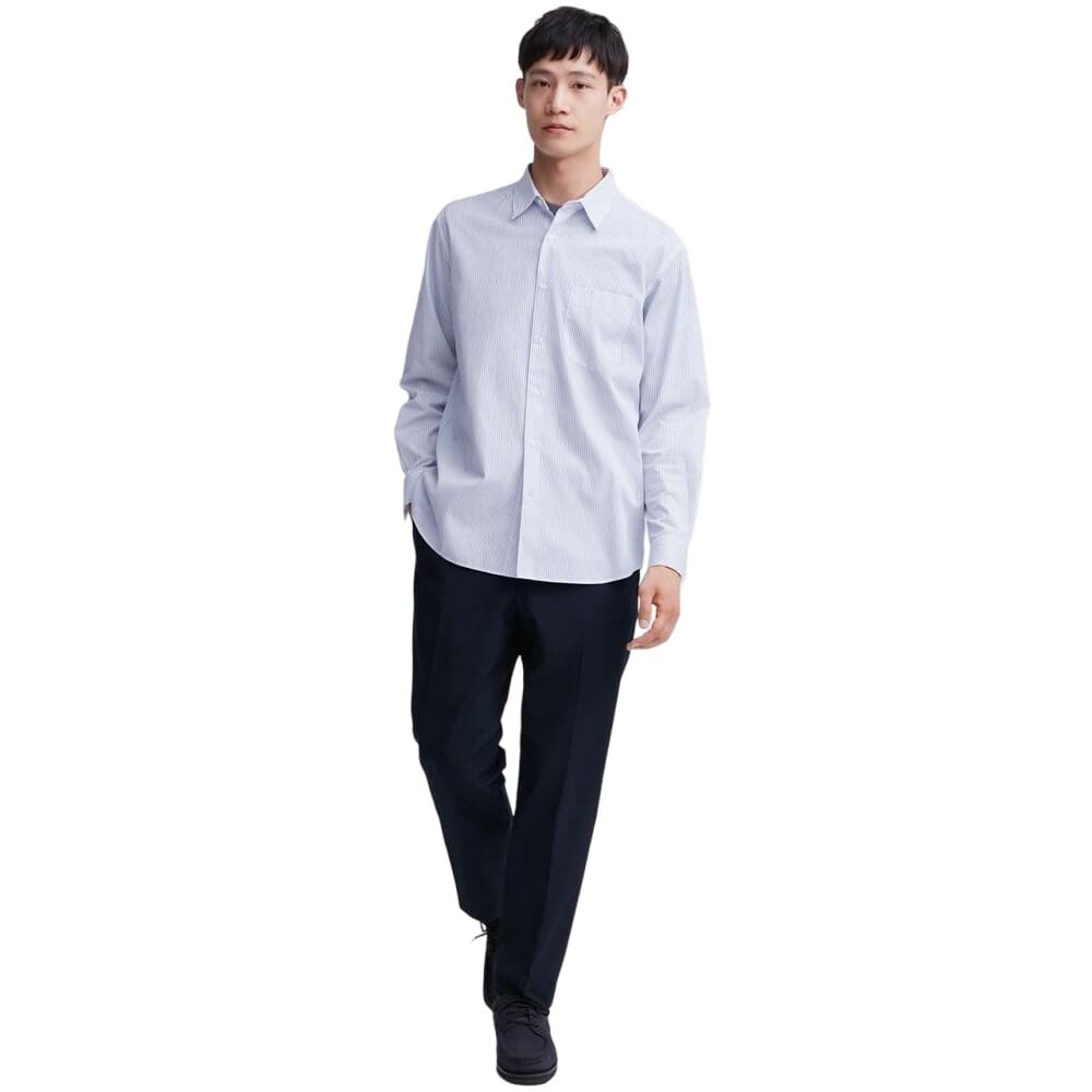 

Рубашка Uniqlo Clothing High Quality Long-Staple Cotton Striped, бело-голубой