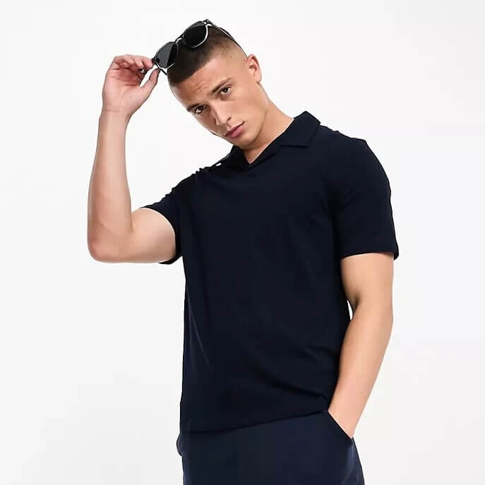 

Поло Jack & Jones Relaxed Fit Split Neck, темно-синий