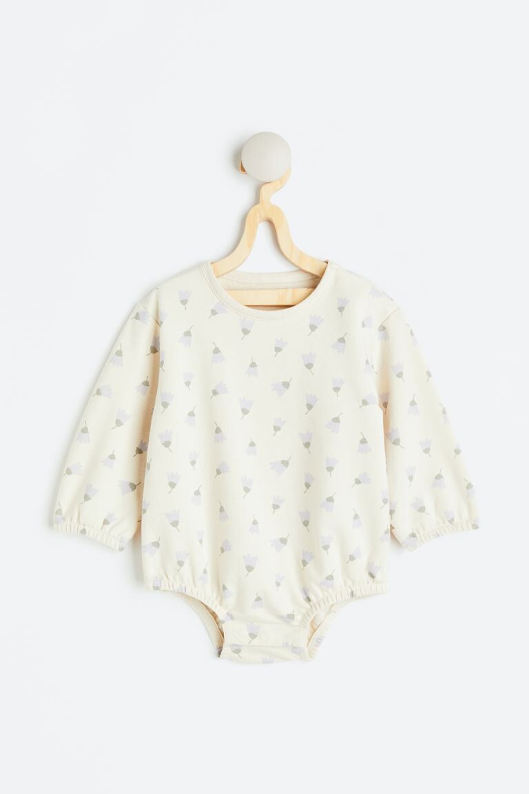 

Боди-толстовка из хлопка H&M, натуральный белый/тюльпаны