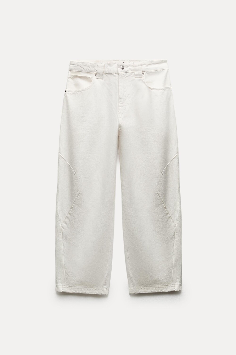 

Джинсы Zara ZW Barrel Cropped, экрю