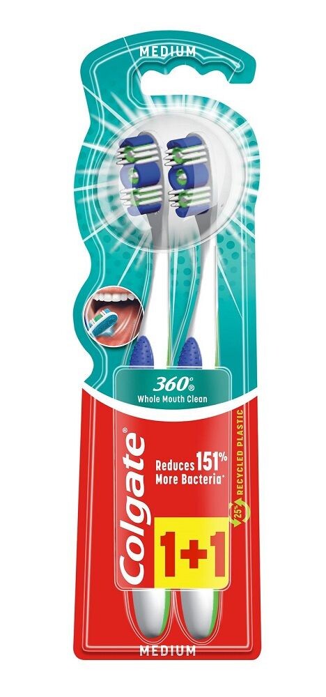 

Colgate 360° Whole Mouth Clean Medium зубная щетка, 2 шт.