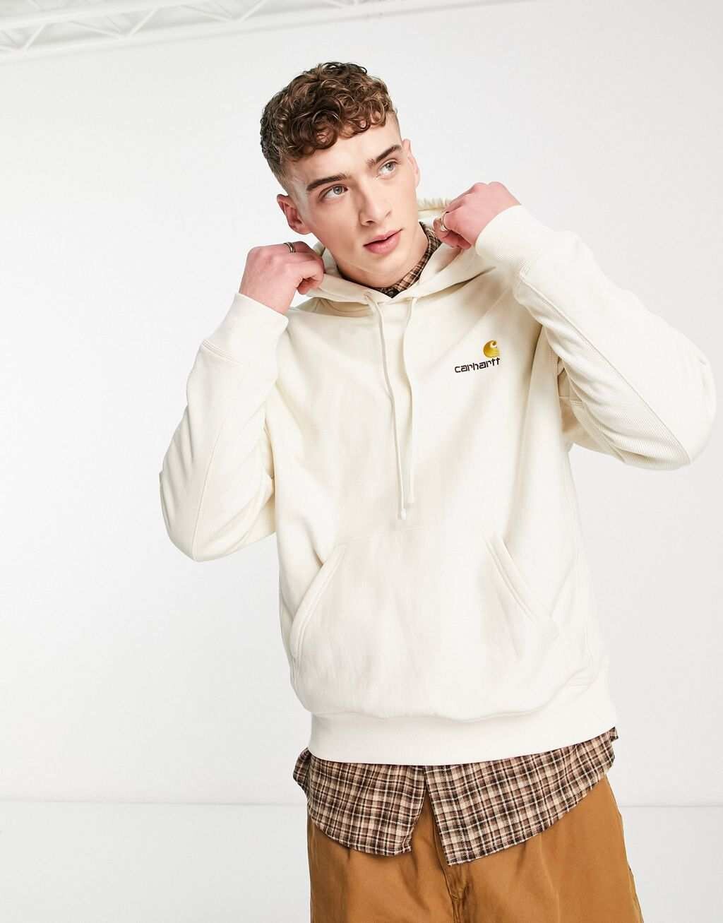 

Кремово-белая худи с американской надписью Carhartt WIP, Белый
