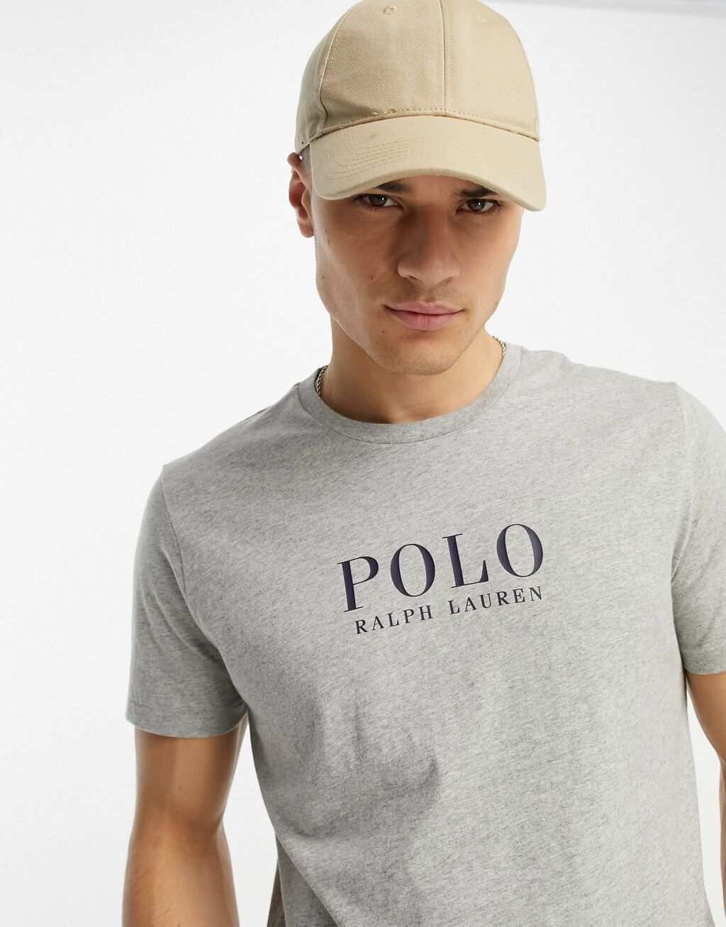 

Серая футболка для отдыха Polo Ralph Lauren с текстовым логотипом на груди, Серый