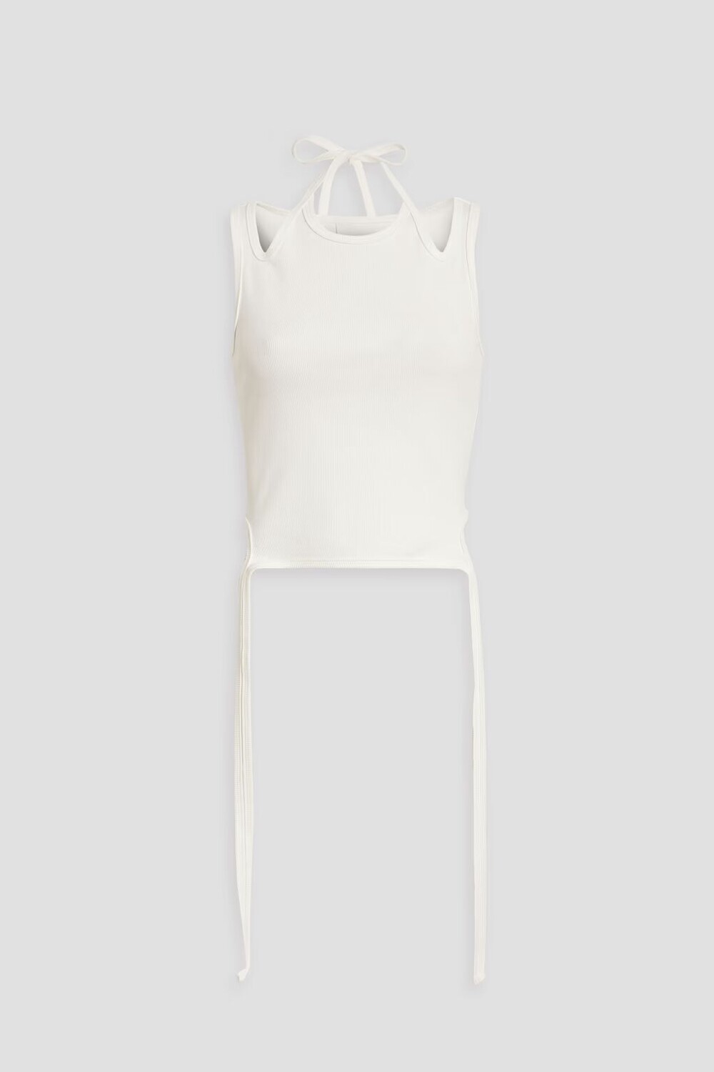 

Топ в рубчик с вырезом из смесового хлопка Dion Lee, слоновая кость