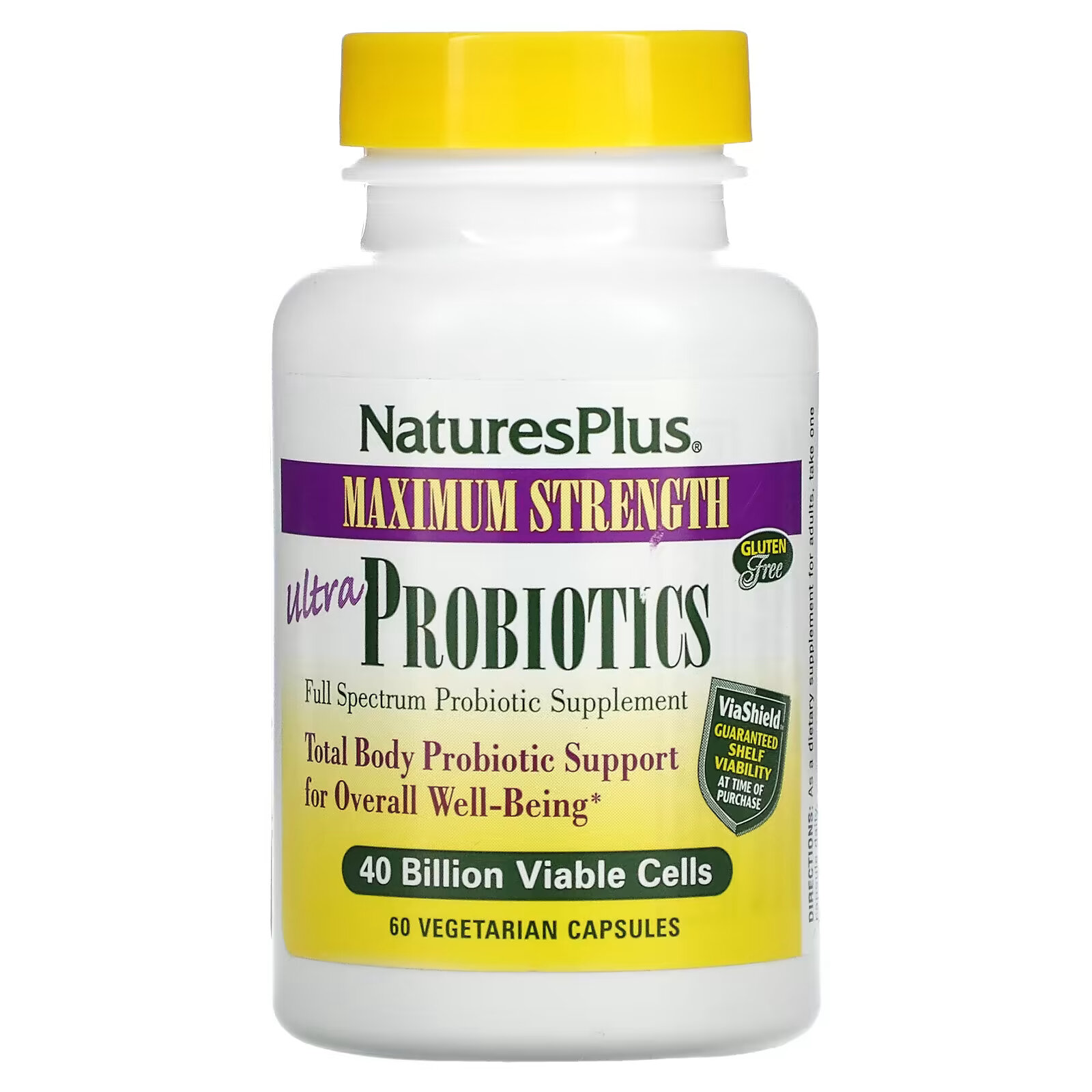 Ультрапробиотики NaturesPlus, 60 растительных капсул naturesplus ультрапробиотики максимальная эффективность 40 млрд жизнеспособных клеток 60 растительных капсул