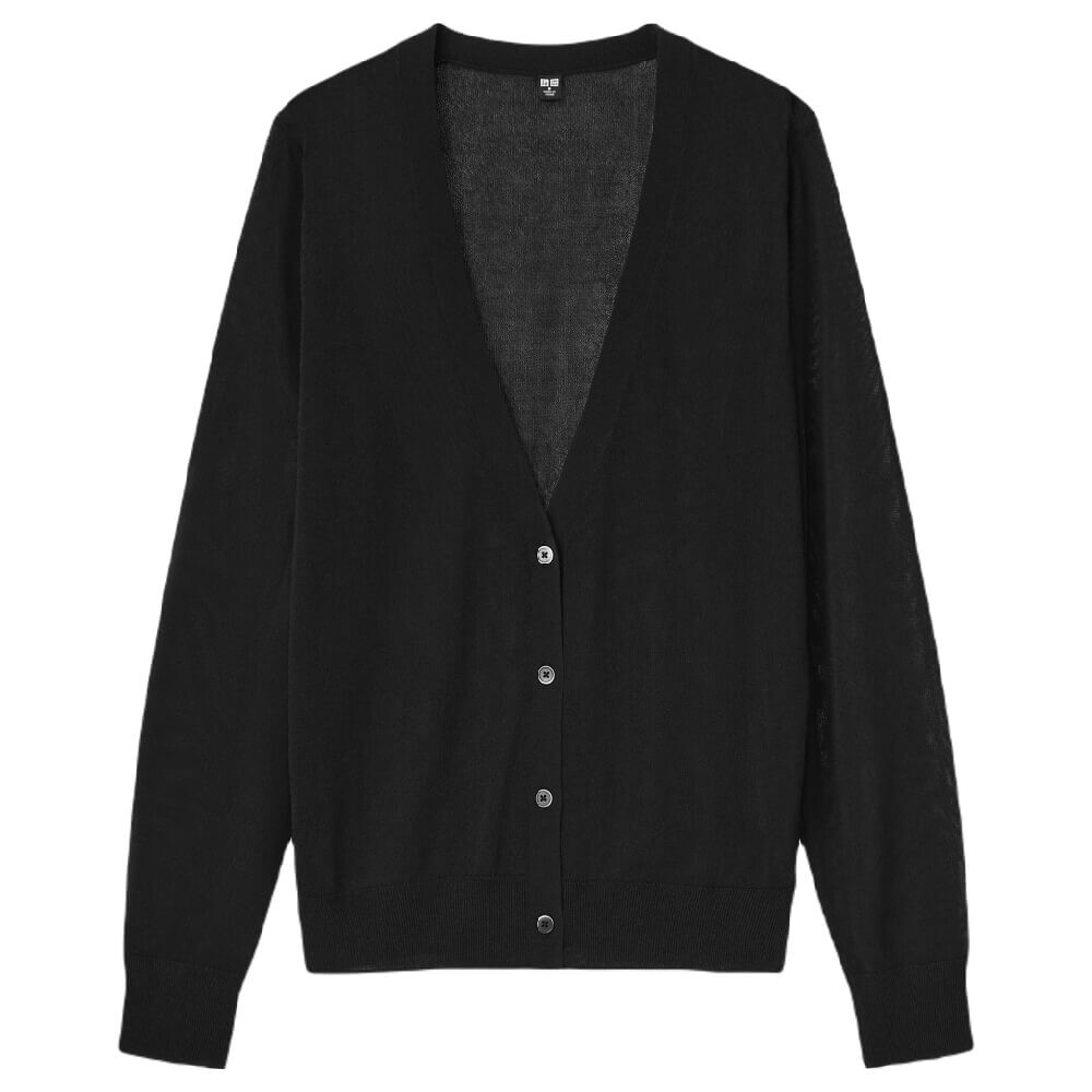 

Кардиган Uniqlo Sheer V Neck, черный