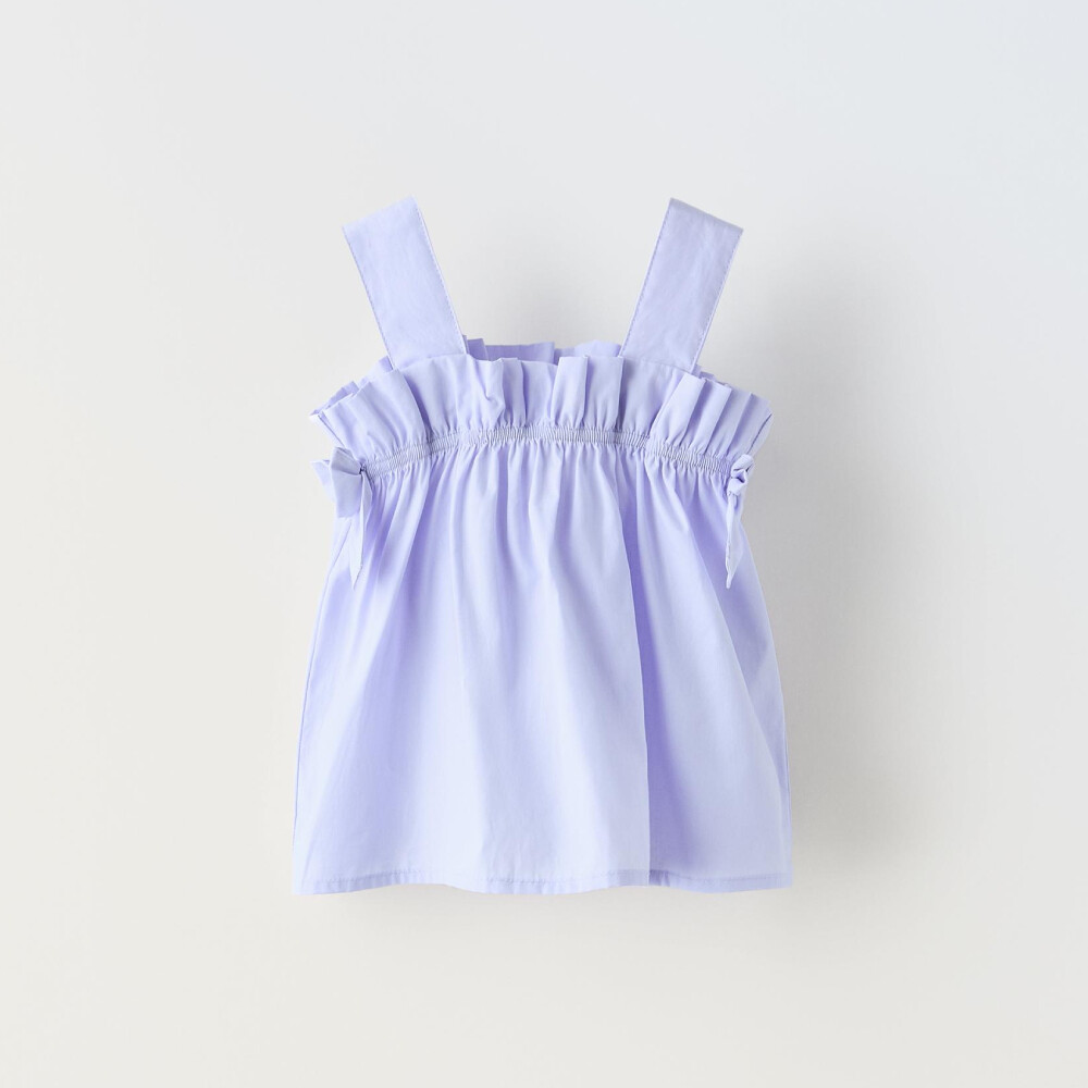 Топ Zara Poplin, сиреневый топ zara contrast ribbed poplin puff хаки