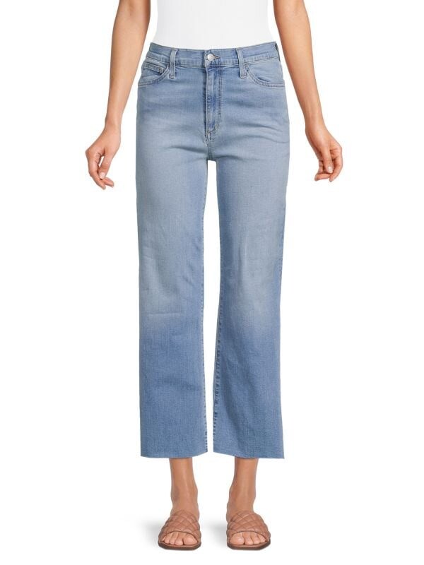 

Укороченные широкие брюки Joe's Jeans с высокой посадкой, голубой деним
