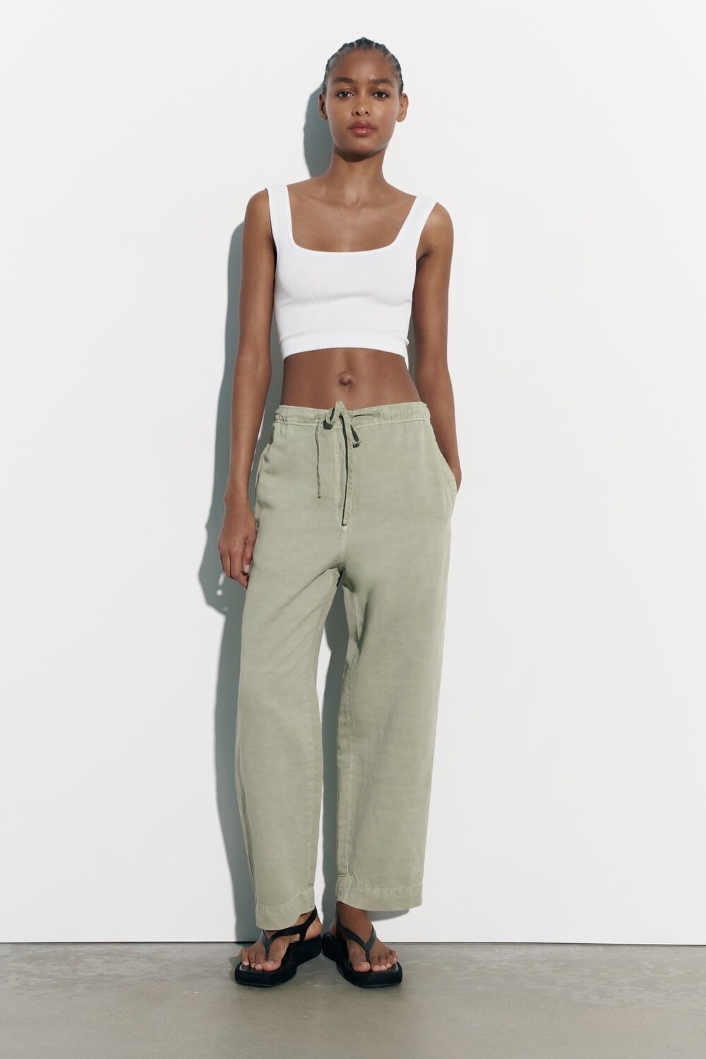 

Брюки из смешанного льна ZARA, цвет морской волны
