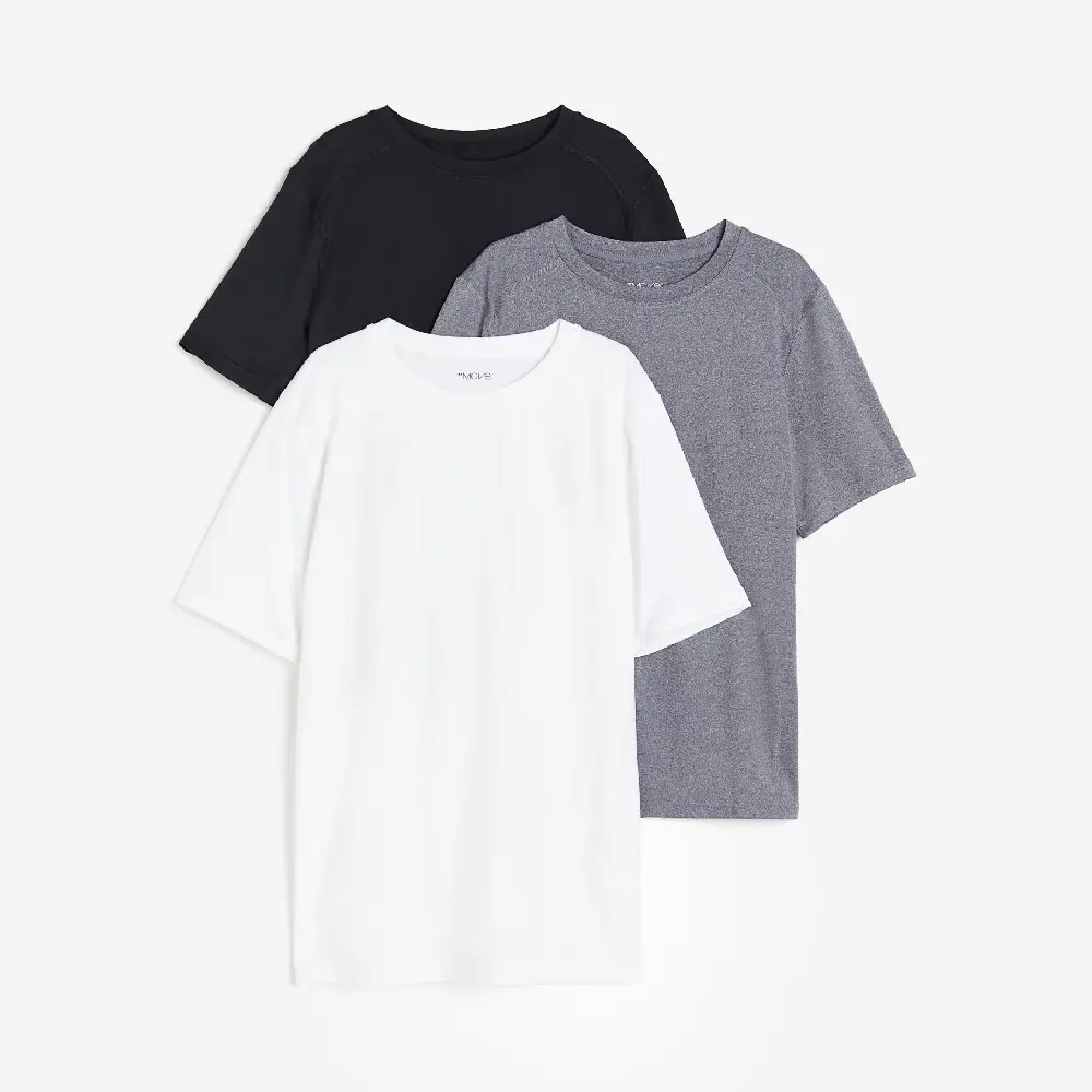

Комплект футболок H&M DryMove Sports, 3 предмета, темно-синий/голубой/белый