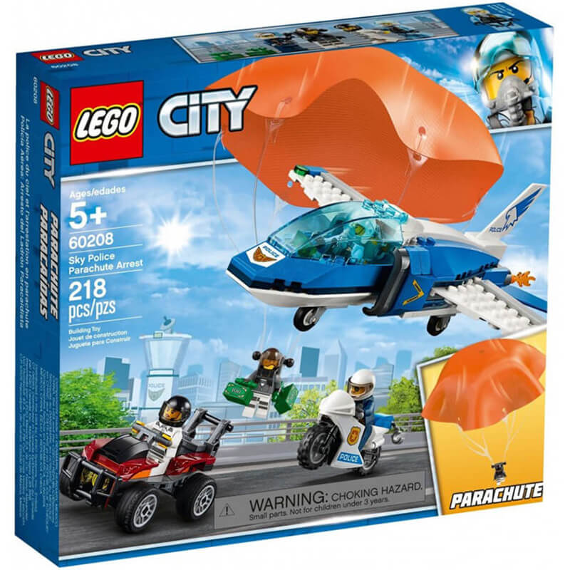 конструктор lego city 60210 воздушная полиция авиабаза 529 дет Конструктор LEGO City 60208 Воздушная полиция: арест парашютиста