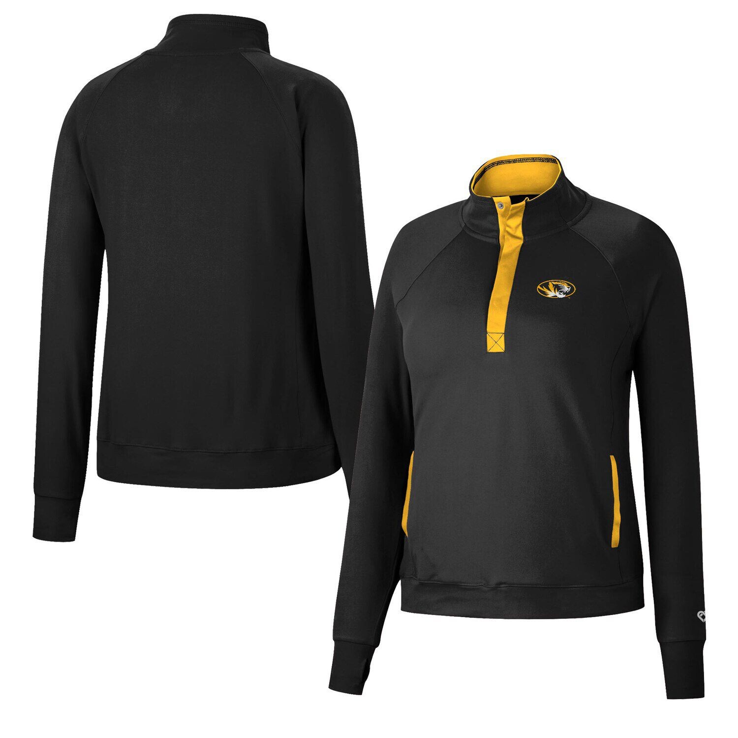 

Женский топ Colosseum Black Missouri Tigers Kipling с застежкой на четверть реглан Colosseum