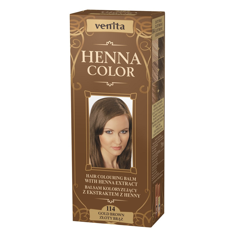 цена Venita Красящий бальзам Henna Color с экстрактом хны 114 Золотая бронза 75мл