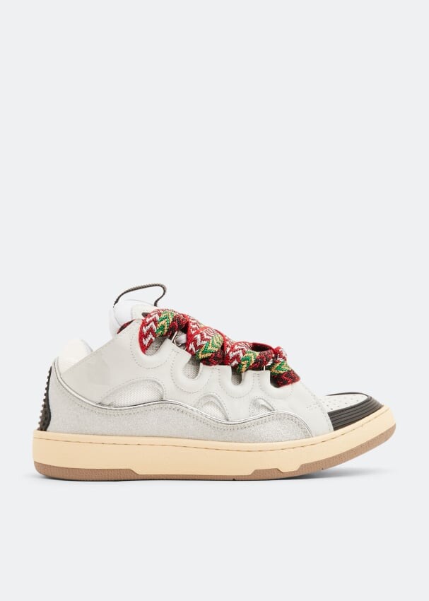 

Кроссовки LANVIN Curb leather sneakers, серебряный, Серебристый