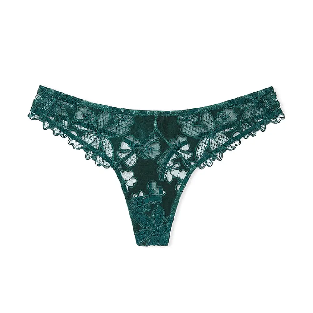 

Трусы Victoria's Secret Very Sexy Floral Embroidered, темно-зеленый