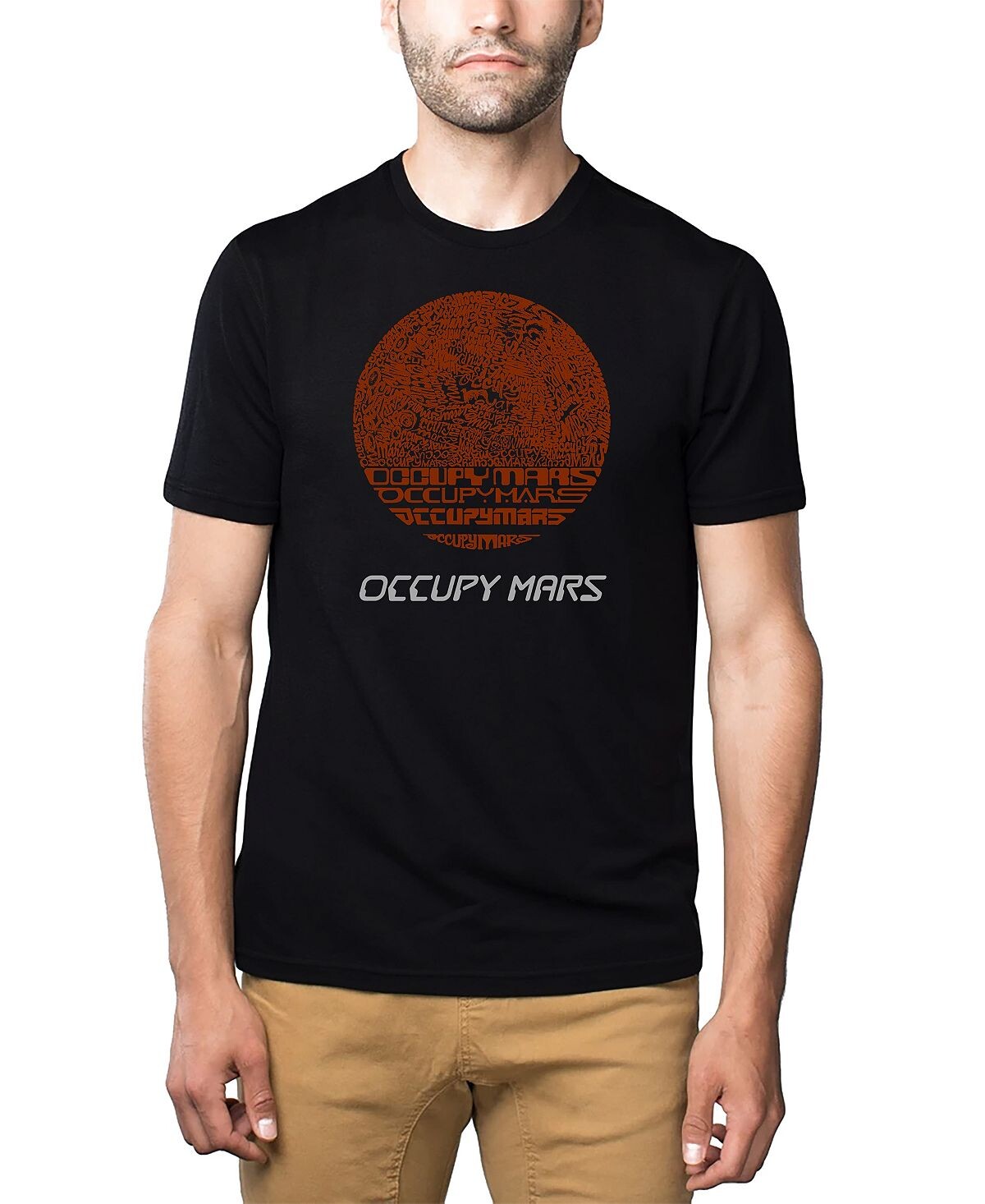 

Мужская футболка premium blend word art occupy mars LA Pop Art, черный