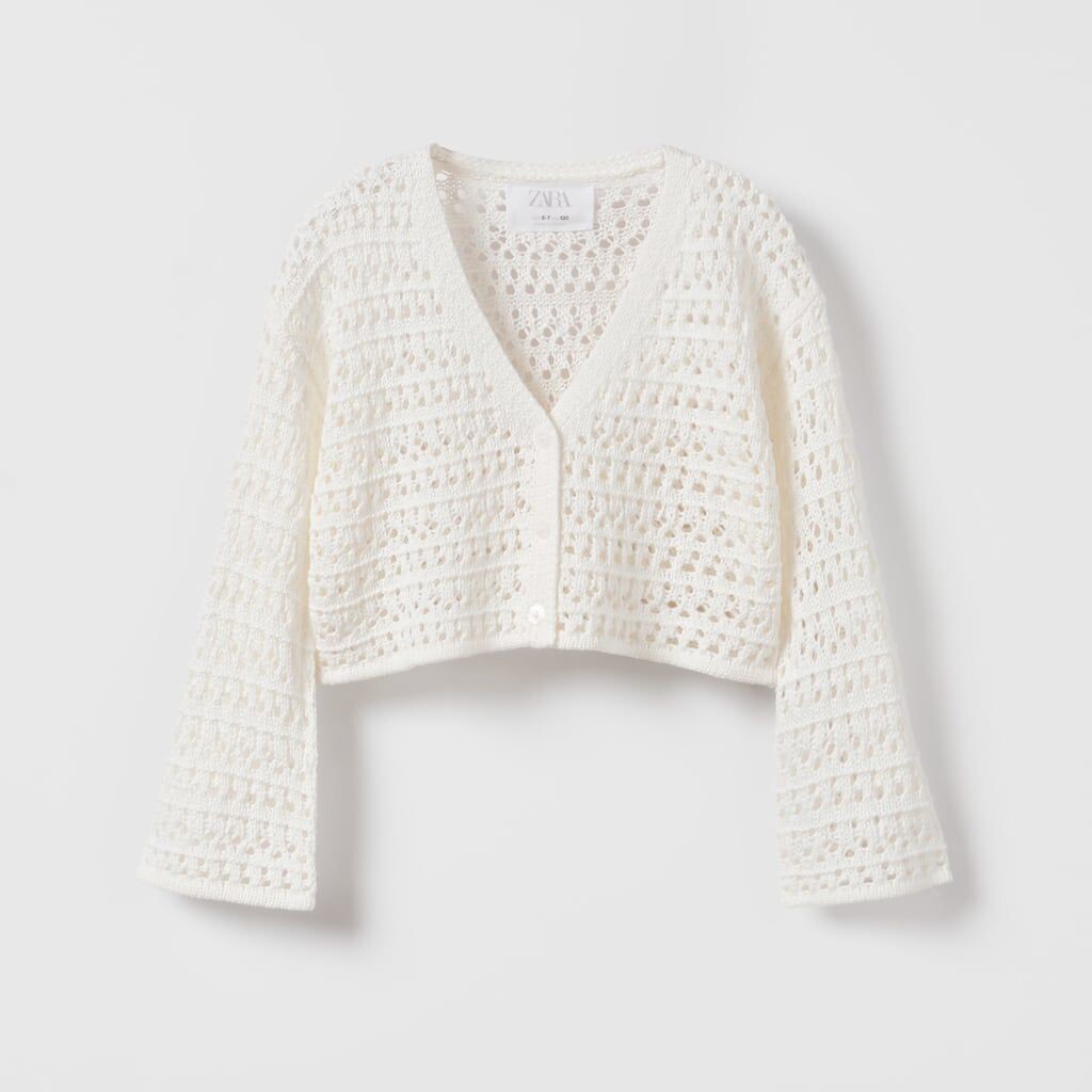 

Кардиган Zara Open Knit, желтовато-белый