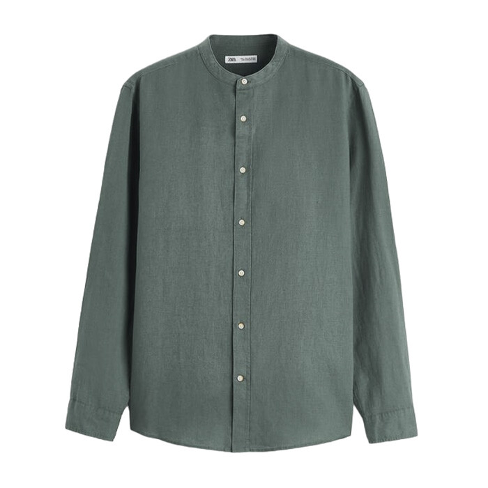 

Рубашка Zara Textured Linen/Cotton, зеленый