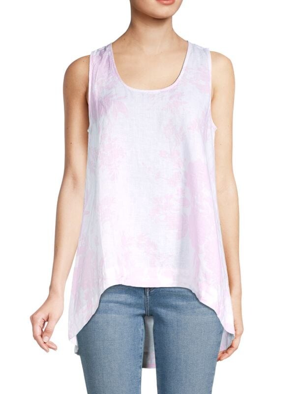 

Льняная майка high-low Saks Fifth Avenue Blue white