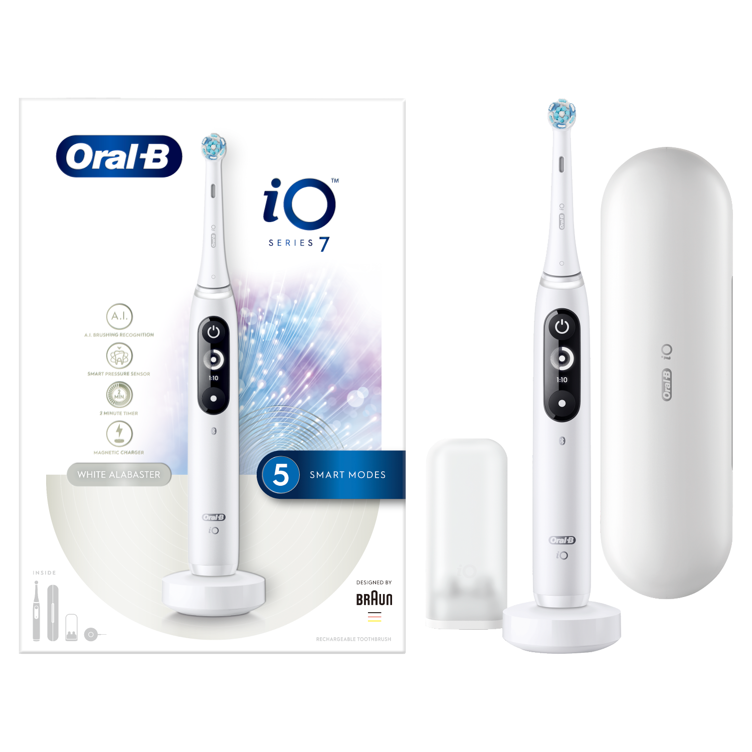 Oral-B IO 7 White магнитная зубная щетка для чистки зубов, 1 упаковка - фото