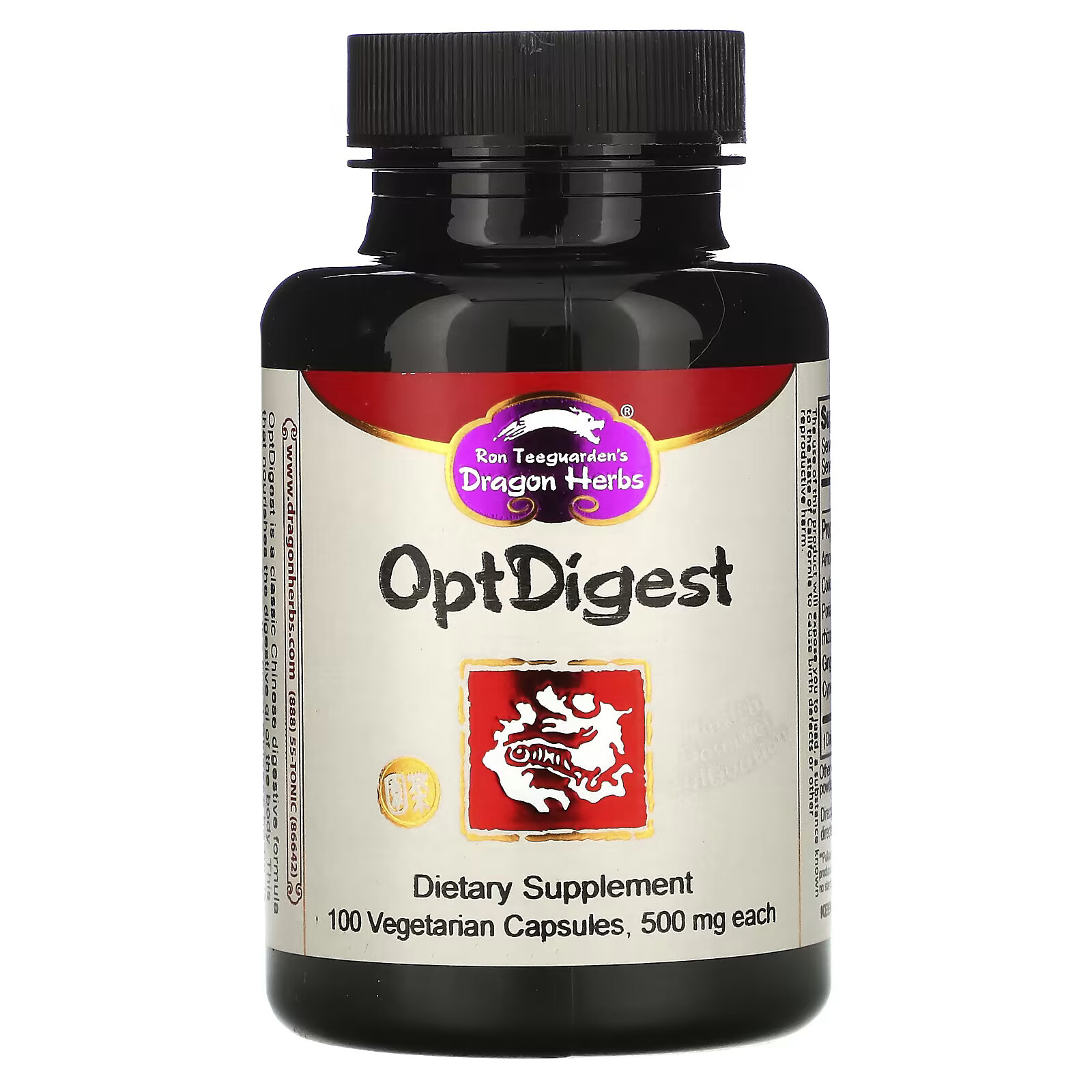 Dragon Herbs, OptDigest, 500 мг, 100 вегетарианских капсул dragon herbs плацента оленя 500 мг 60 капсул