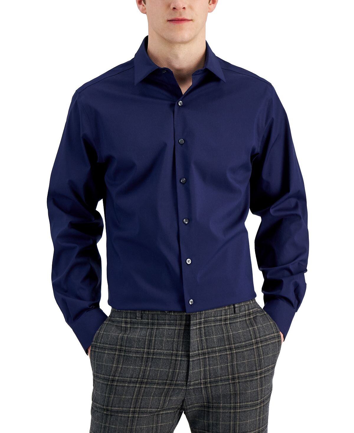 

Мужская классическая рубашка slim fit, растягивающаяся в двух направлениях, устойчивая к пятнам, создана для macy's Alfani, мульти