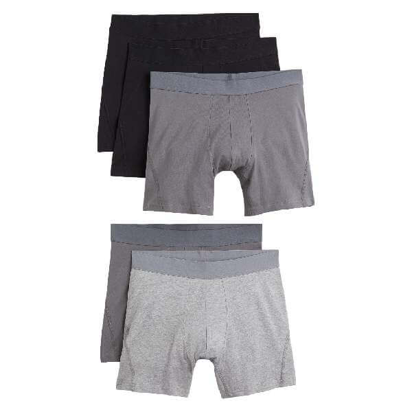 Комплект трусов-боксеров H&M Cotton Boxer Shorts, 5 предметов, серый/черный