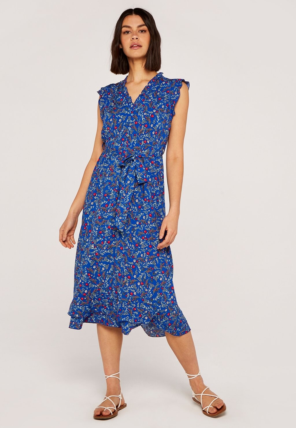 

Платье-блузка BUTTERCUP FLORAL BUTTON MIDI Apricot, цвет blue