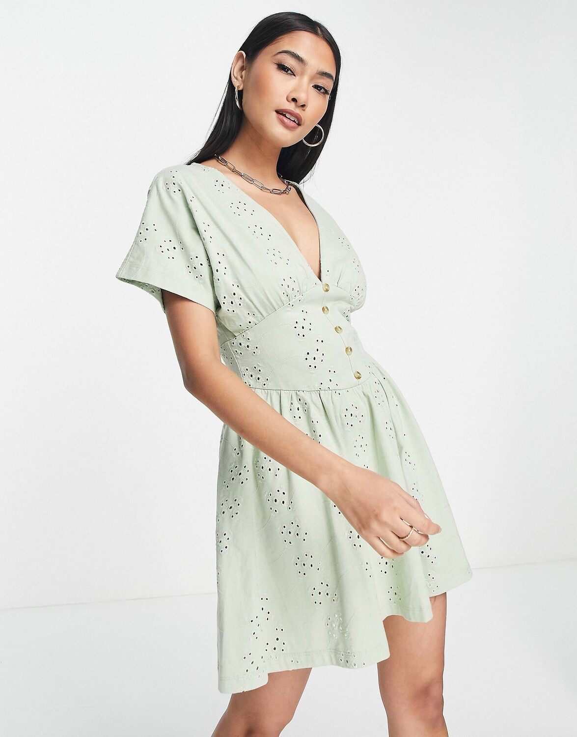 

Платье мини чайного цвета с пуговицами ASOS DESIGN