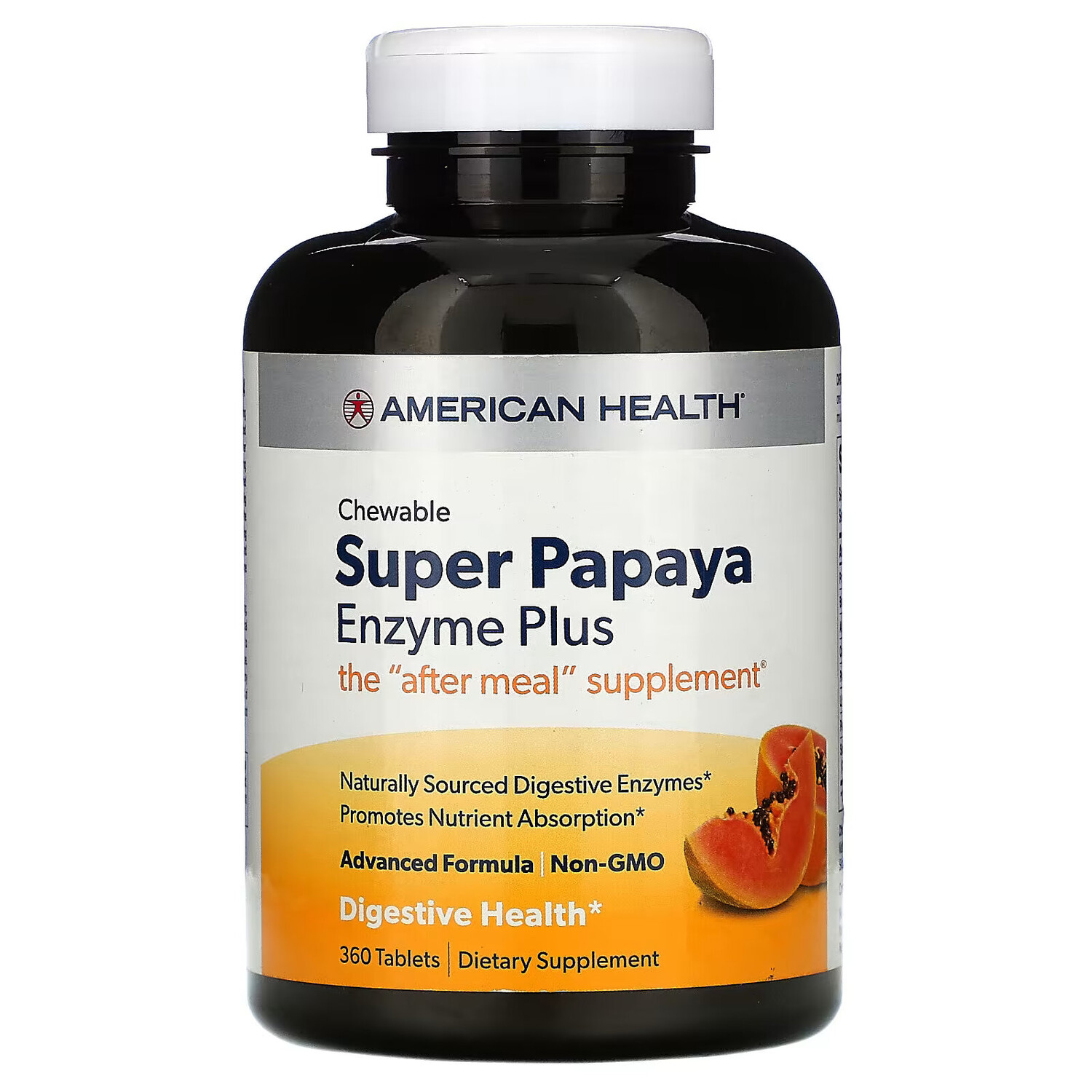 

American Health, Super Papaya Enzyme Plus, жевательные таблетки с ферментами, 360 шт.