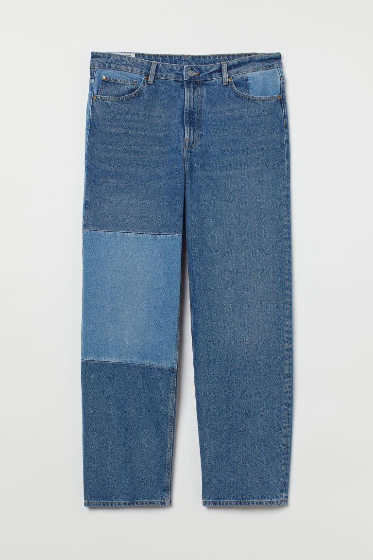 

Свободные прямые высокие джинсы H&M+, синий деним