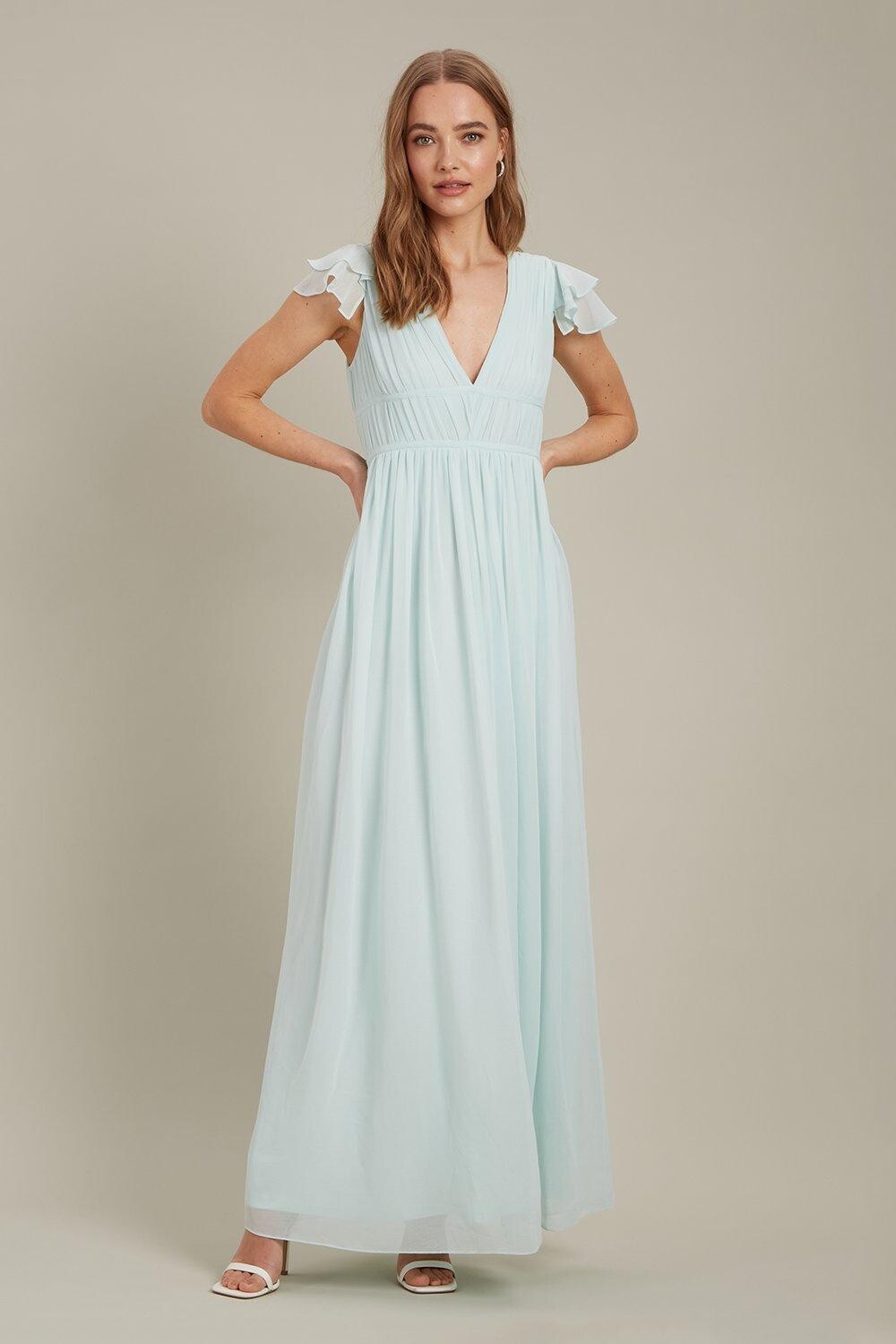 

Шифоновое платье макси с рукавами ангела Dorothy Perkins, зеленый