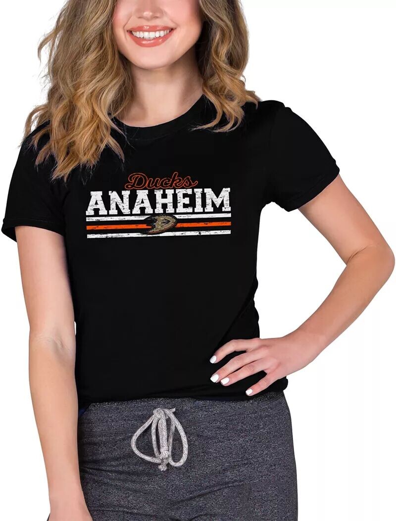 

Женская черная футболка Concepts Sport Anaheim Ducks Marathon