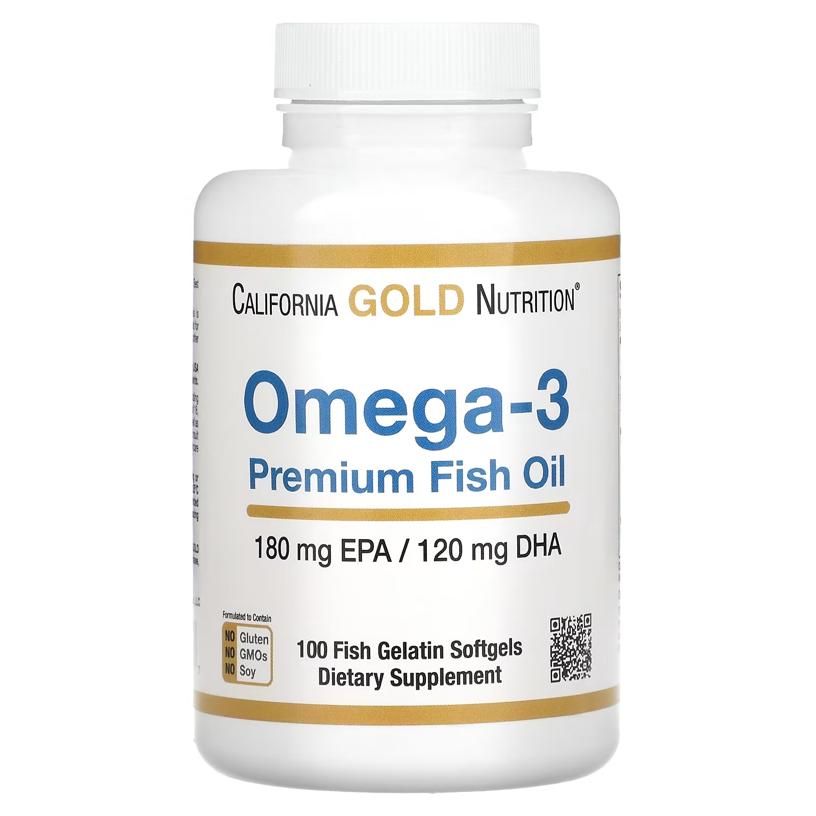 California Gold Nutrition Рыбий жир премиум-класса с омега-3, 100 мягких капсул из рыбного желатина
